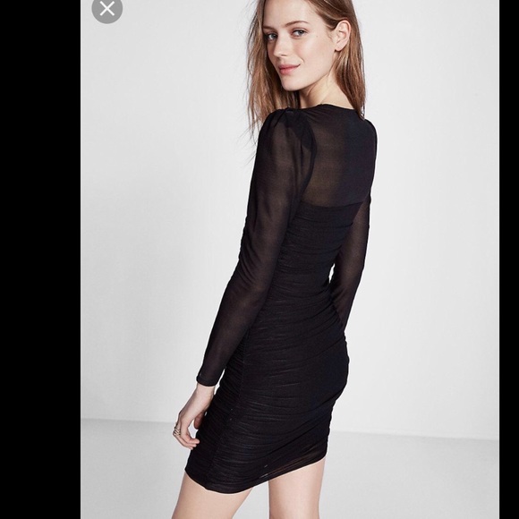 Express Ruched Long Sleeve Mini Sheath Dress - Picture 3 of 6